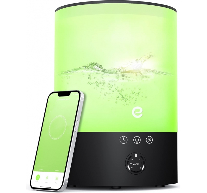 Esemoil Cool Mist Humidifiers for Bedroom Large Room, 2.5L Smart WiFi Baby Air Humidifier with Top-Fill & 28dB Quiet, 24H Ultrasonic Diffuser for Plants, 8 Color Light, Voice Control, Works with Alexa